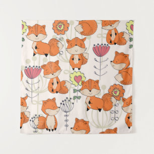 vintage hand drawn seamless pattern. Cute cartoon Tapestry