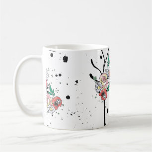 Vintage hand drawn seamless pattern graphic illust coffee mug