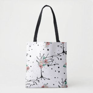 Vintage hand drawn seamless pattern graphic illust tote bag