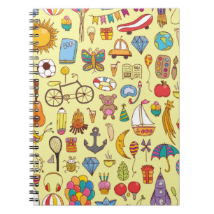 vintage hand drawn seamless pattern with doodle ki notebook