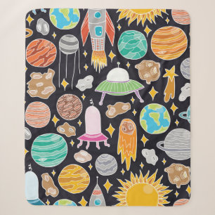 Vintage hand drawn seamless pattern with doodle sp sherpa blanket