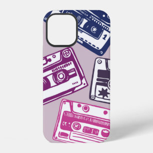 vintage hand-drawn seamless pattern with old audio iPhone 12 case