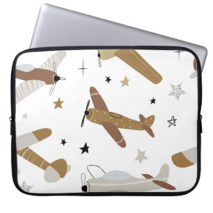 Vintage hand-drawn seamless repeating children sim laptop sleeve