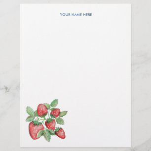 Vintage Hand-Drawn Strawberries Colourful Custom Letterhead