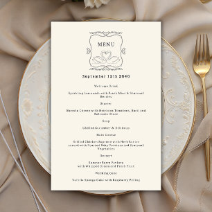 Vintage Hand Drawn Swans  Wedding Menu Paper Card