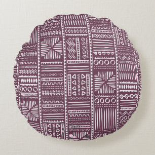 Vintage Hand Drawn Vintage Ethnic Style Seamless P Round Cushion
