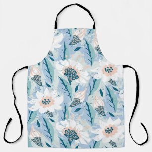 Vintage hand painted floral pattern with big white apron