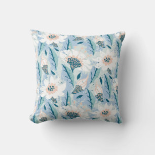 Vintage hand painted floral pattern with big white cushion