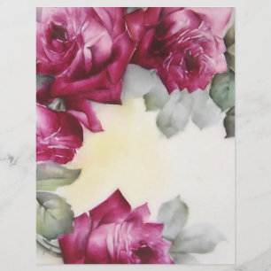 Vintage Hand Painted Roses Floral Art Craft Paper