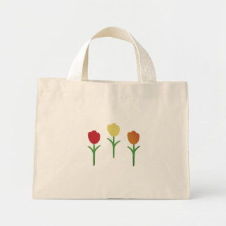 Vintage Hand-Printed Tulips Mini Tote Bag
