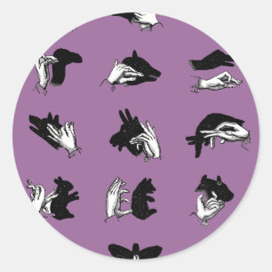Vintage Hand Puppet Shadow Games Classic Round Sticker