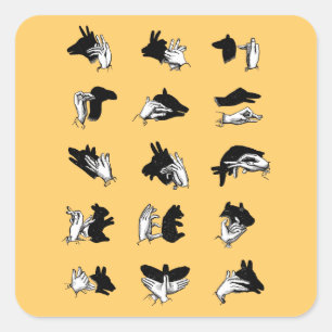 Vintage Hand Puppet Shadow Games Square Sticker