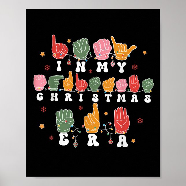 Vintage Hand Sign Language Christmas Asl Teacher  (Front)