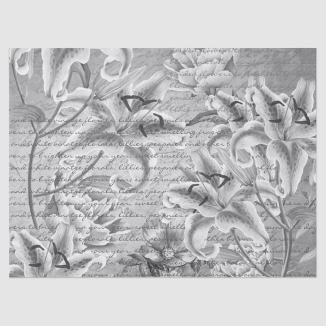 Vintage Hand Written Floral Tissue Paper (Front)