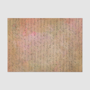 Vintage Hand Written Script Gold Pink Tissue Paper
