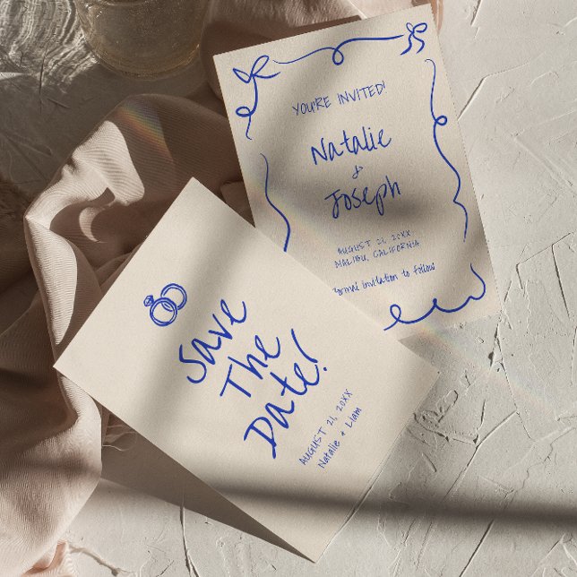 Vintage Hand Written Unique Modern Funky Wedding Save The Date (Creator Uploaded)