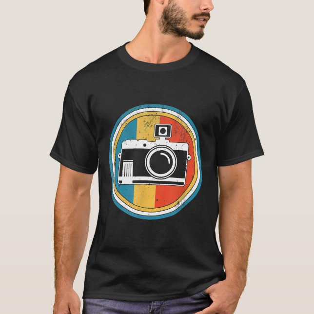Vintage Handheld Photo Camera Distressed T-Shirt (Front)