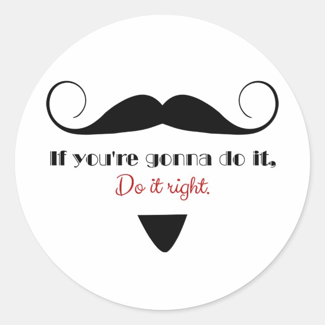 Vintage Handlebar Moustache Masculine Stache Classic Round Sticker (Front)