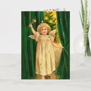 Vintage Handpainted Christmas Angel Card