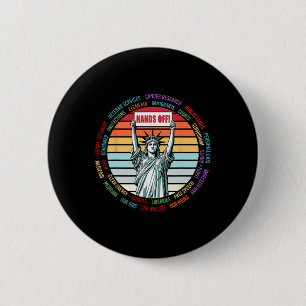 Vintage Hands Off Protest Anti Trump  6 Cm Round Badge