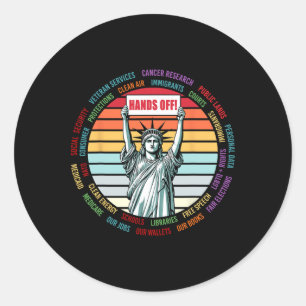 Vintage Hands Off Protest Anti Trump  Classic Round Sticker