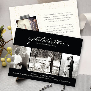 Vintage Handwriting First Christmas Photo Wedding Holiday Card