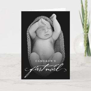 Vintage Handwriting Script Baby's First Noel Photo Holiday Card