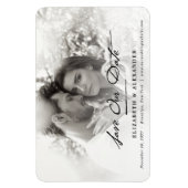 Vintage Handwriting Script Photo Save The Date Magnet (Vertical)