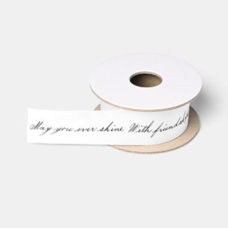 Vintage Handwritten Script Friend Poem Ribbon Wrap Satin Ribbon