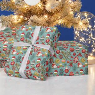 Vintage Hanging Christmas Ornaments Wrapping Paper