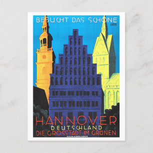 Vintage Hannover, Germany, Travel Poster Postcard
