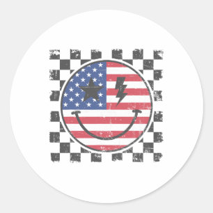 Vintage Happy 4th Of July Boy Smile Face Retro Usa Classic Round Sticker