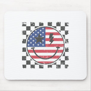 Vintage Happy 4th Of July Boy Smile Face Retro Usa Mouse Pad