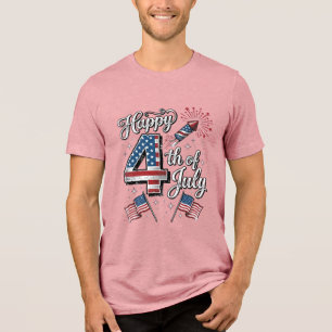 Vintage Happy 4th of July Patriotic Firework Shirt