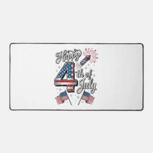 Vintage Happy 4th of July Patriotic Firework Shirt Desk Mat