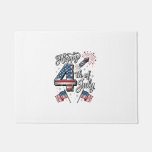 Vintage Happy 4th of July Patriotic Firework Shirt Doormat