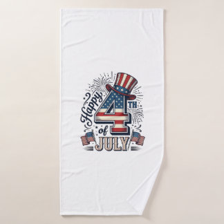 Vintage Happy 4th of July Patriotic Hat Vector Des Bath Towel