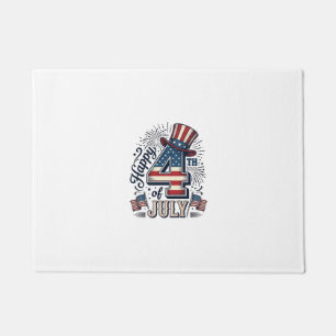 Vintage Happy 4th of July Patriotic Hat Vector Des Doormat