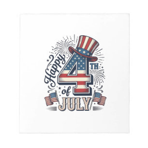 Vintage Happy 4th of July Patriotic Hat Vector Des Notepad
