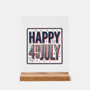 Vintage Happy 4th of July Patriotic Shirt Design_1 Acrylic Sign