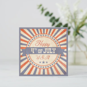 Vintage Happy 4th of July USA Stars Stripes Party Invitation