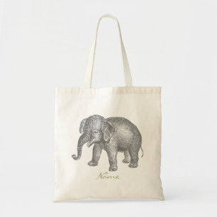 Vintage Happy Baby Elephant Tote Bag