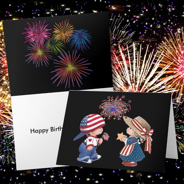 Vintage Happy Birthday America Black Greeting Card (Vintage Happy Birthday America Black Greeting Card)