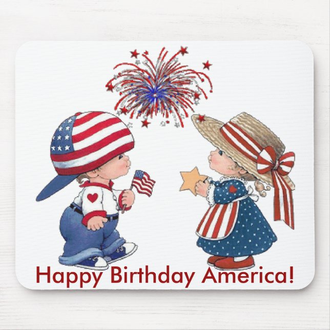 Vintage Happy Birthday America Mouse Pad (Front)