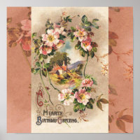Vintage Happy Birthday Card Artwork