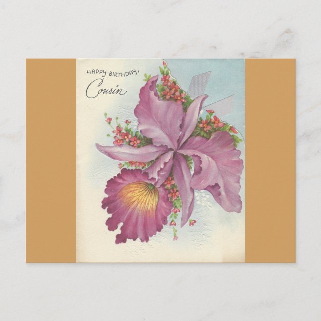 Vintage Happy Birthday Cousin Postcard (Front)