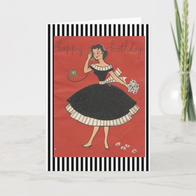 Vintage Happy Birthday Girl Card (Front)