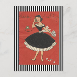 Vintage Happy Birthday Girl Postcard