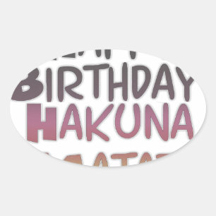 Vintage Happy Birthday Hakuna Matata Purple Inspir Oval Sticker