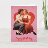 Vintage Happy Birthday Lesbian Couple